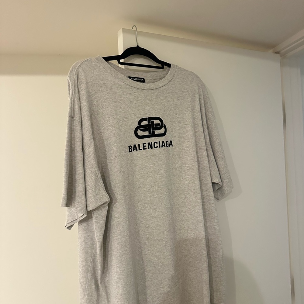 Balenciaga Light Gray Logo Short-Sleeve Tee